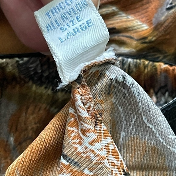 Vintage Satin Nightgown Skirt Vanity Fair Size L Brown Black Feathers - Picture 8 of 11